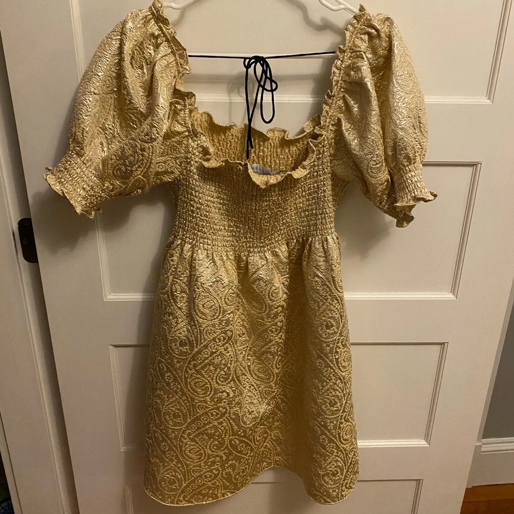Hill House Home Gold Athena Nap Dress M EUC - Picture 4 of 5
